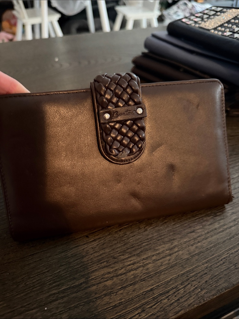 Burton Brown Woven Leather Wallet